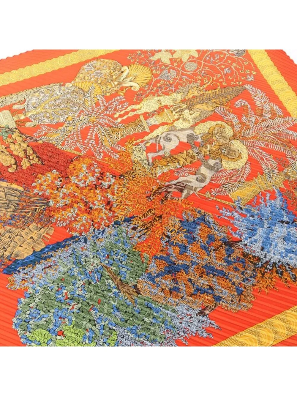 Hermes Scarf Carre Pliss les Legendes de L'arbre Pleats Silk